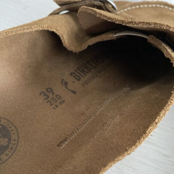 Birkenstock Tan Suede Clogs with Buckle - Picture 10 of 11